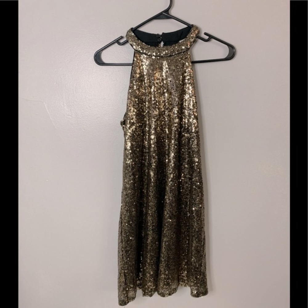 One Clothing Shimmering Gold Sleeveless Dress